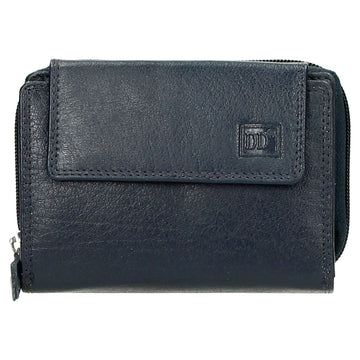 Lederbörse 13x9cm mit Überschlag in Blau und RFID-Schutz - leder-accessoires.com
