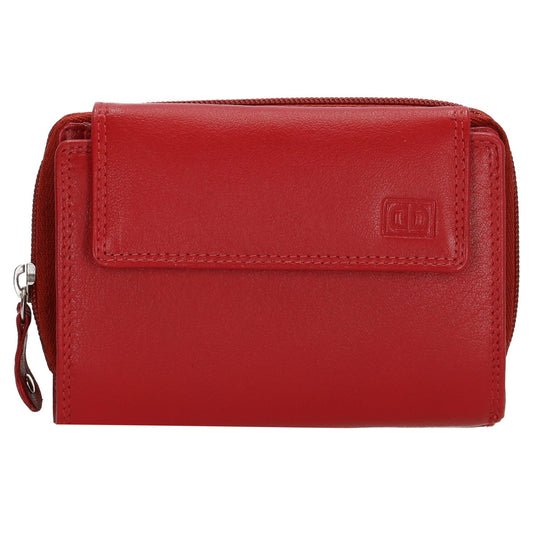 Lederbörse 13x9cm mit Überschlag in Rot und RFID-Schutz - leder-accessoires.com