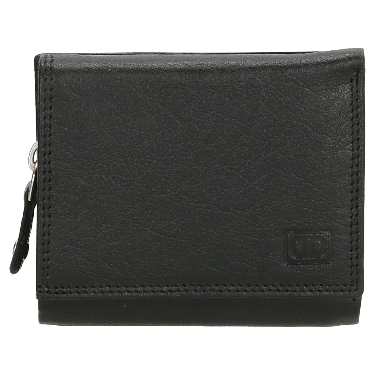 Lederbörse 10x9cm mit Überschlag in Schwarz und RFID-Schutz - leder-accessoires.com