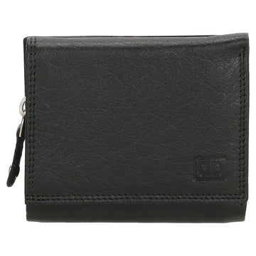 Lederbörse 10x9cm mit Überschlag in Schwarz und RFID-Schutz - leder-accessoires.com