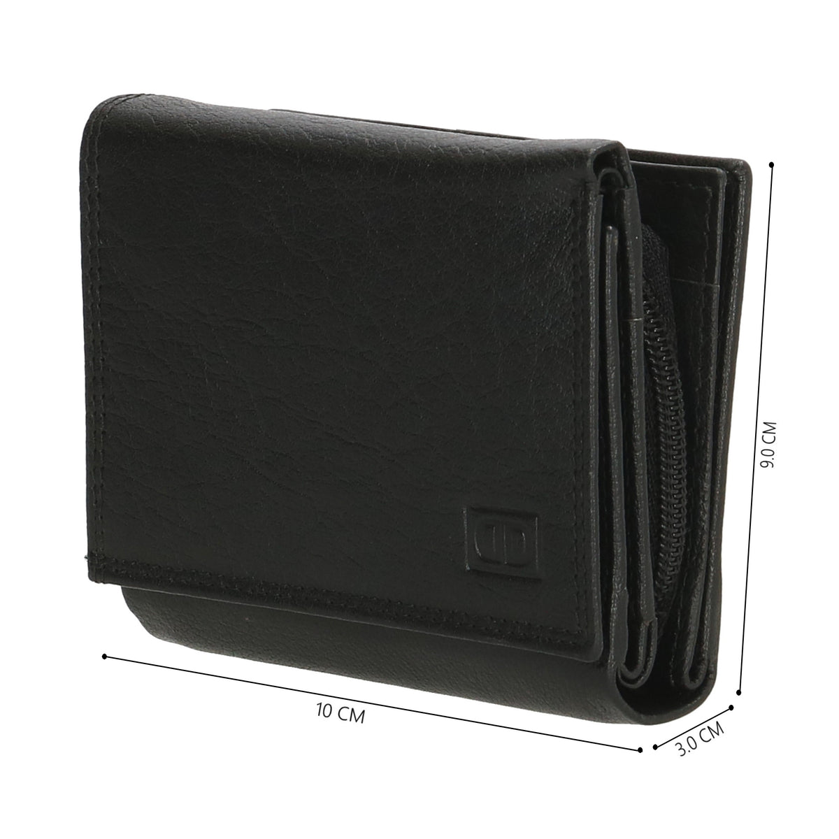 Lederbörse 10x9cm mit Überschlag in Schwarz und RFID-Schutz - leder-accessoires.com
