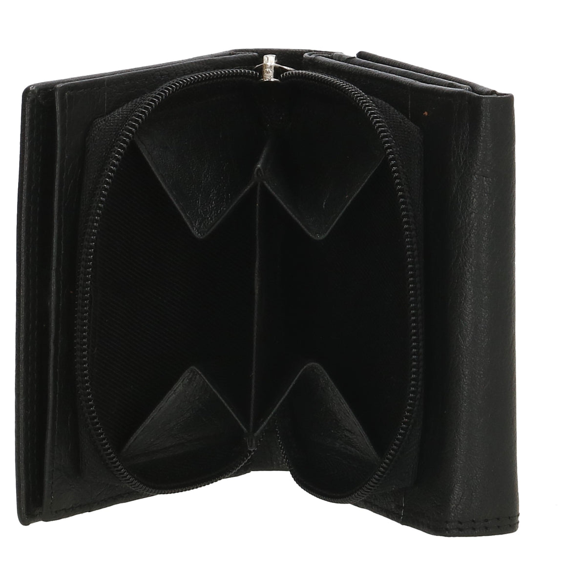 Lederbörse 10x9cm mit Überschlag in Schwarz und RFID-Schutz - leder-accessoires.com