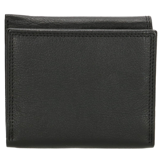 Lederbörse 10x9cm mit Überschlag in Schwarz und RFID-Schutz - leder-accessoires.com
