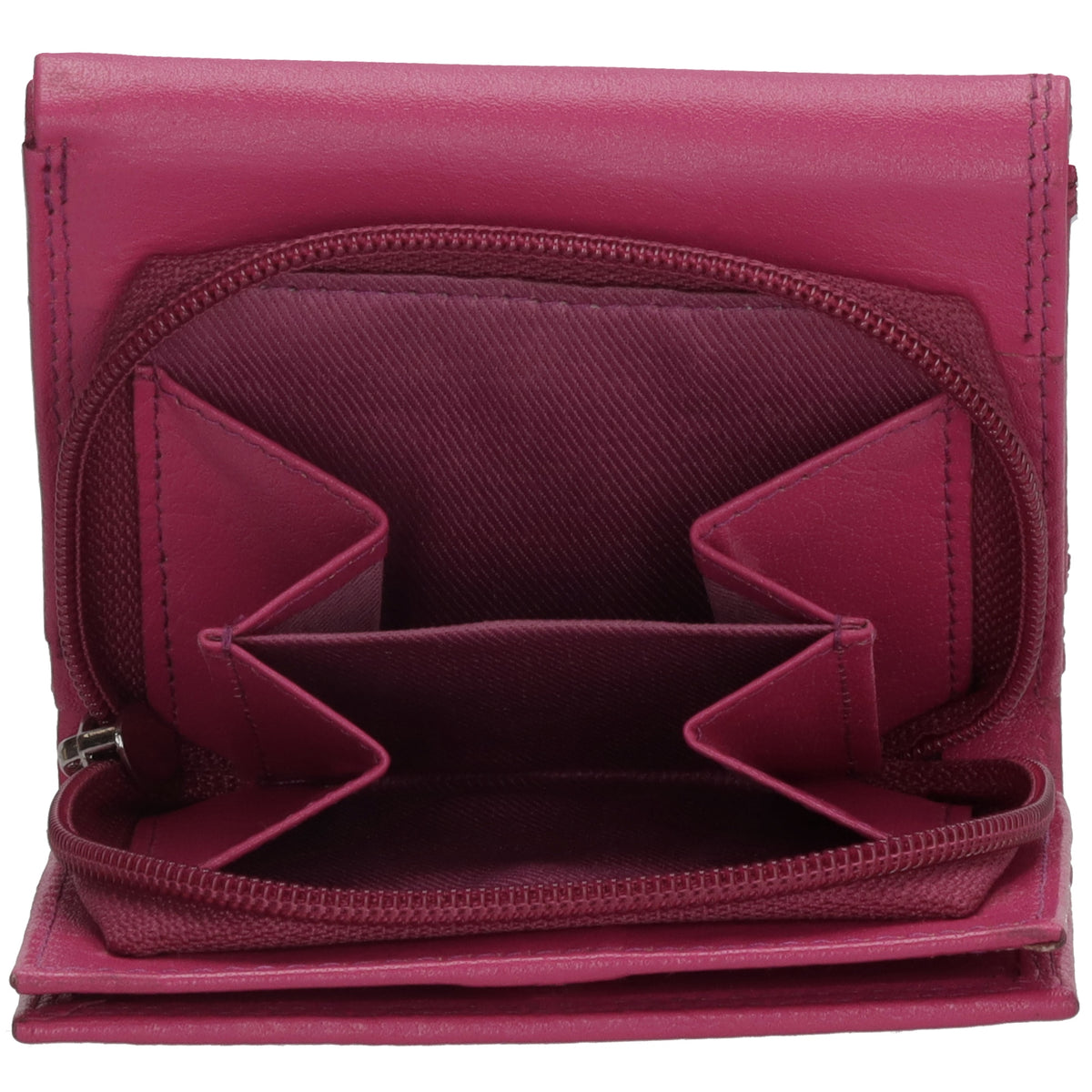Lederbörse 10x9cm mit Überschlag in Fuchsia|Pink und RFID-Schutz - leder-accessoires.com