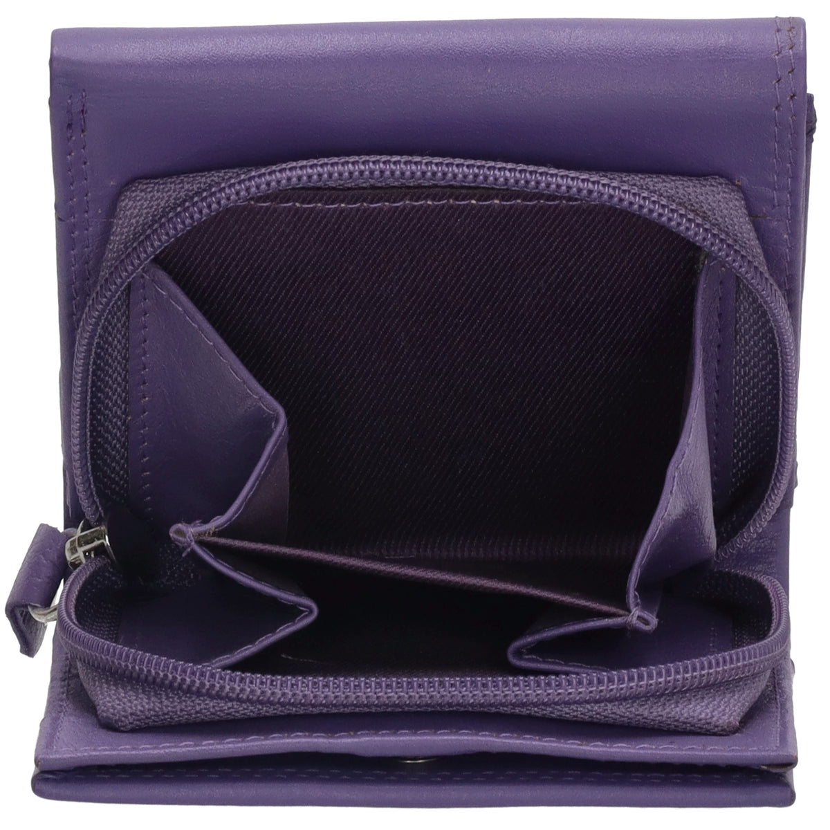 Lederbörse 10x9cm mit Überschlag in Lila und RFID-Schutz - leder-accessoires.com