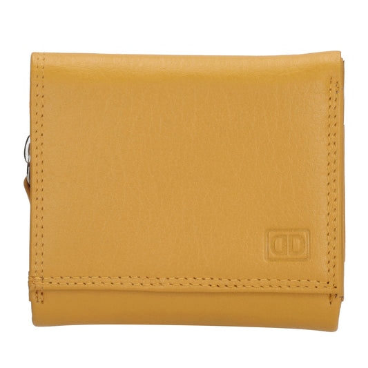 Lederbörse 10x9cm mit Überschlag in Gelb und RFID-Schutz - leder-accessoires.com