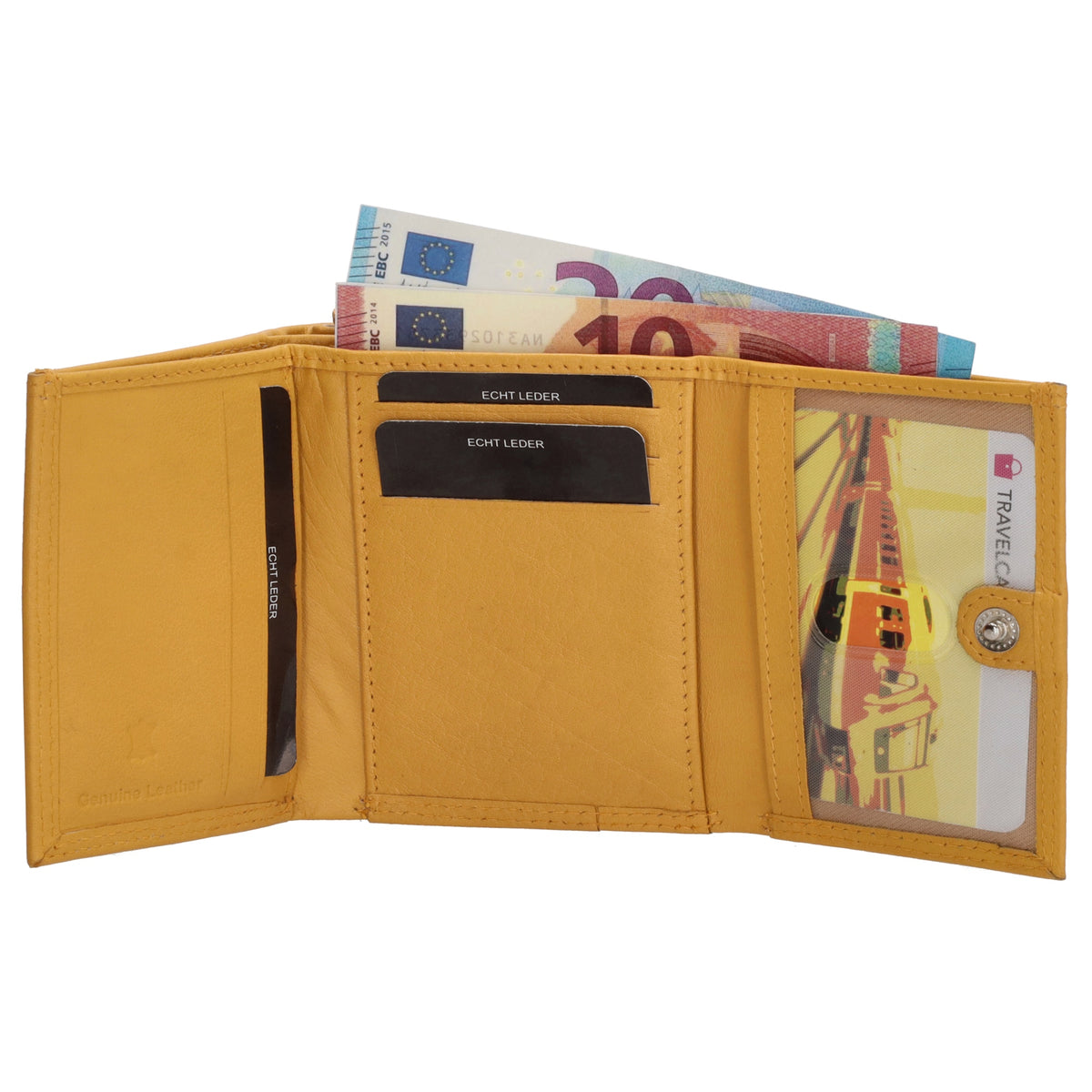 Lederbörse 10x9cm mit Überschlag in Gelb und RFID-Schutz - leder-accessoires.com