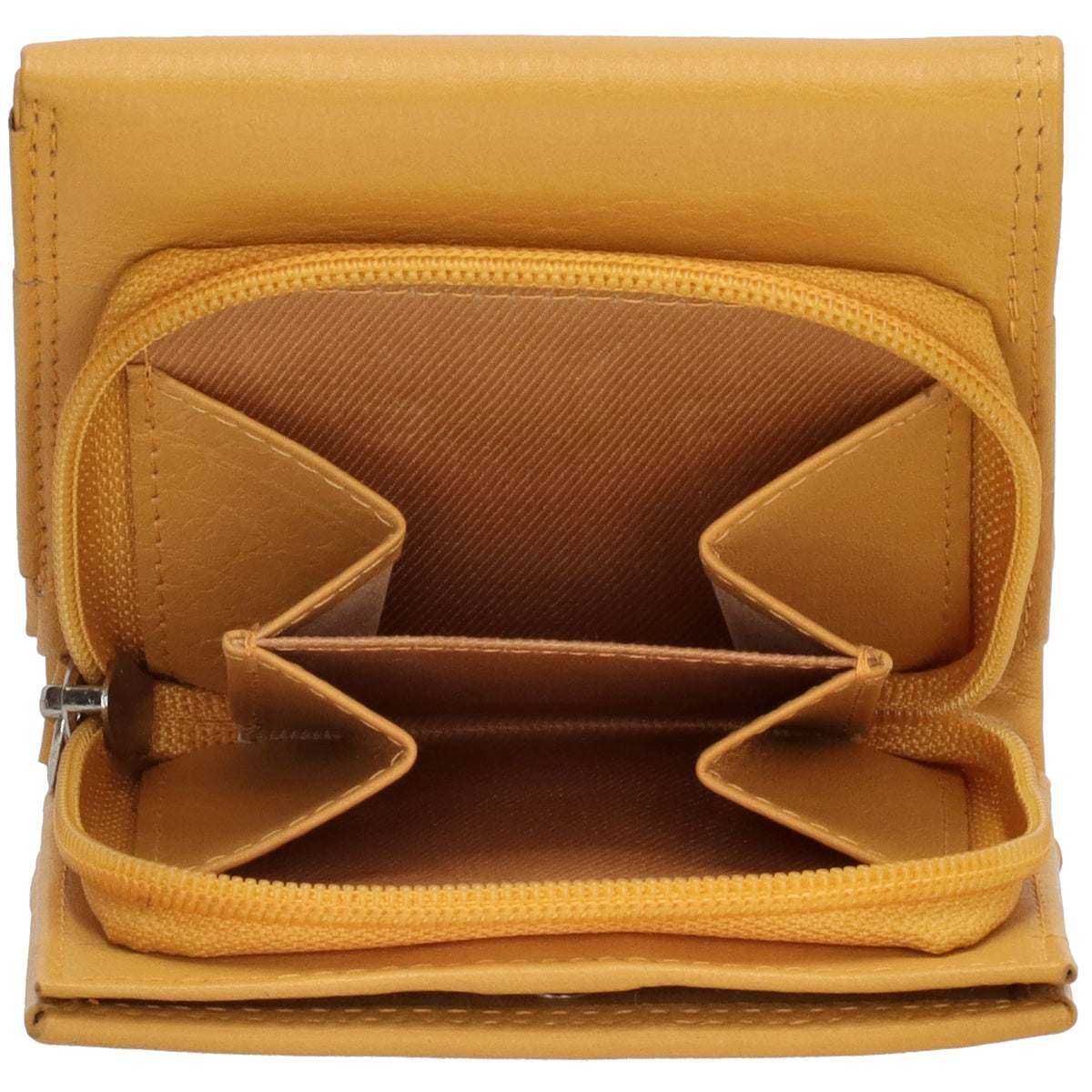 Lederbörse 10x9cm mit Überschlag in Gelb und RFID-Schutz - leder-accessoires.com