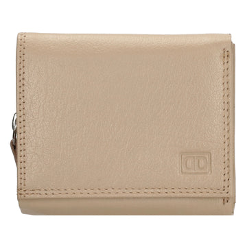 Lederbörse 10x9cm mit Überschlag in Taupe und RFID-Schutz - leder-accessoires.com