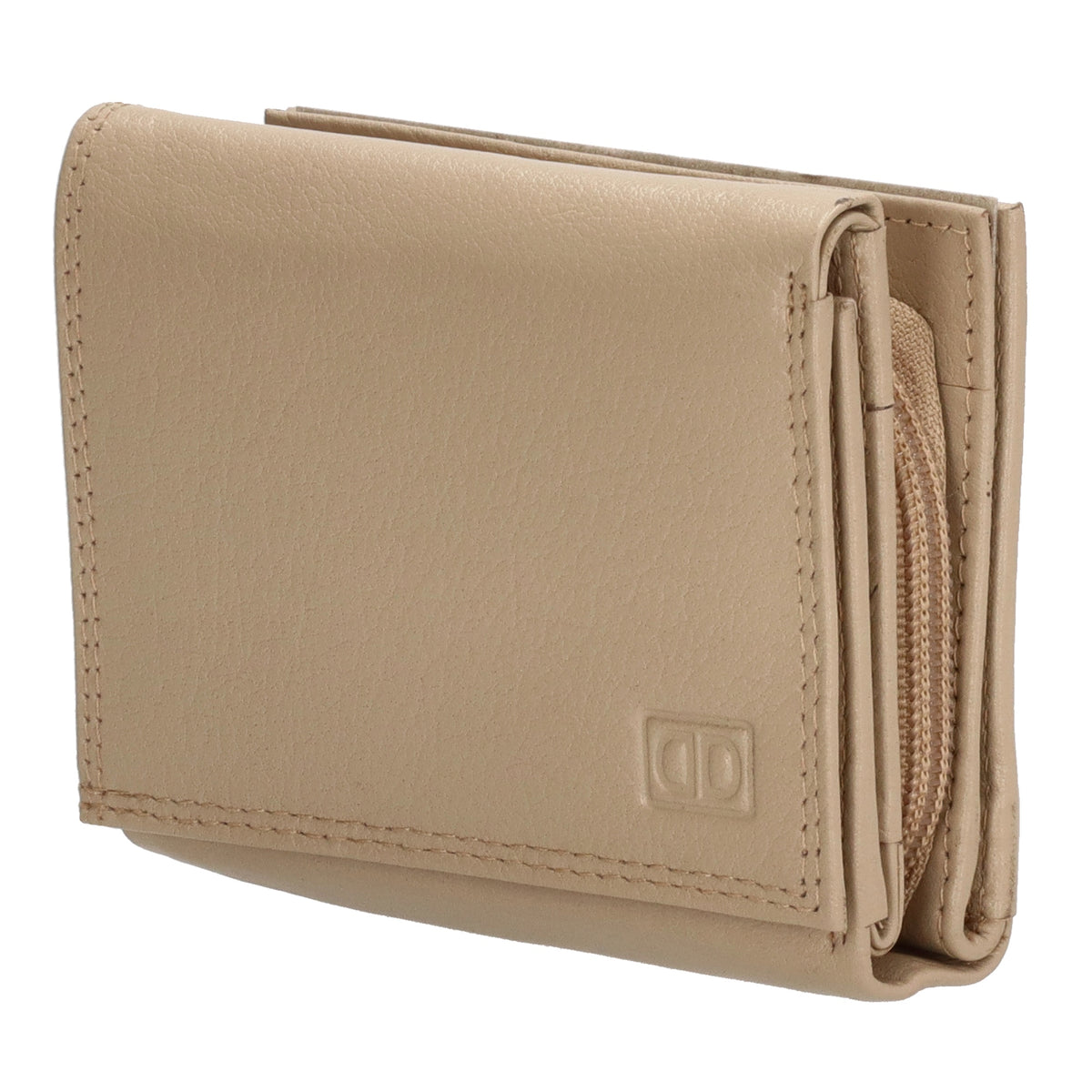 Lederbörse 10x9cm mit Überschlag in Taupe und RFID-Schutz - leder-accessoires.com