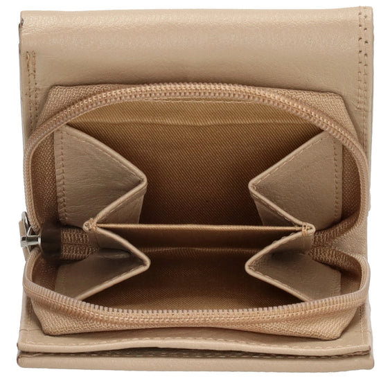 Lederbörse 10x9cm mit Überschlag in Taupe und RFID-Schutz - leder-accessoires.com