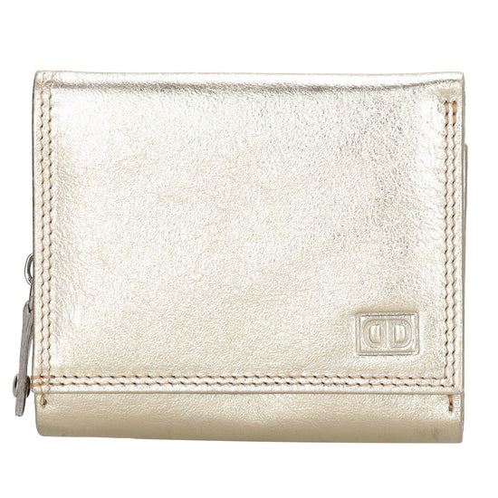 Lederbörse 10x9cm mit Überschlag in Gold und RFID-Schutz - leder-accessoires.com