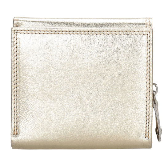 Lederbörse 10x9cm mit Überschlag in Gold und RFID-Schutz - leder-accessoires.com