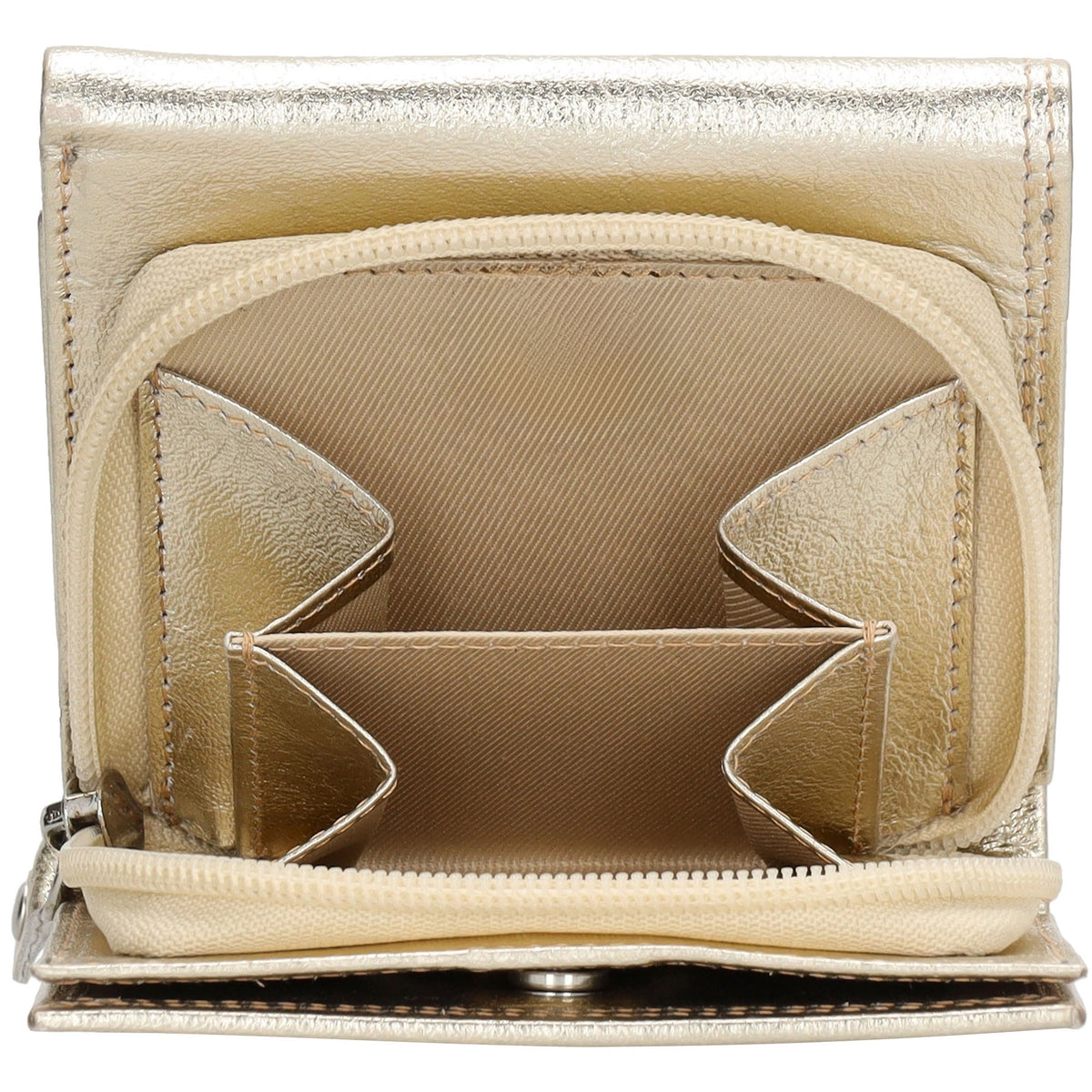 Lederbörse 10x9cm mit Überschlag in Gold und RFID-Schutz - leder-accessoires.com