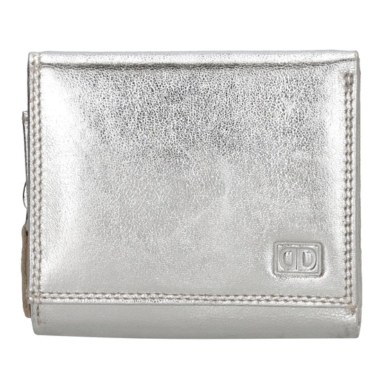Lederbörse 10x9cm mit Überschlag in Silber und RFID-Schutz - leder-accessoires.com