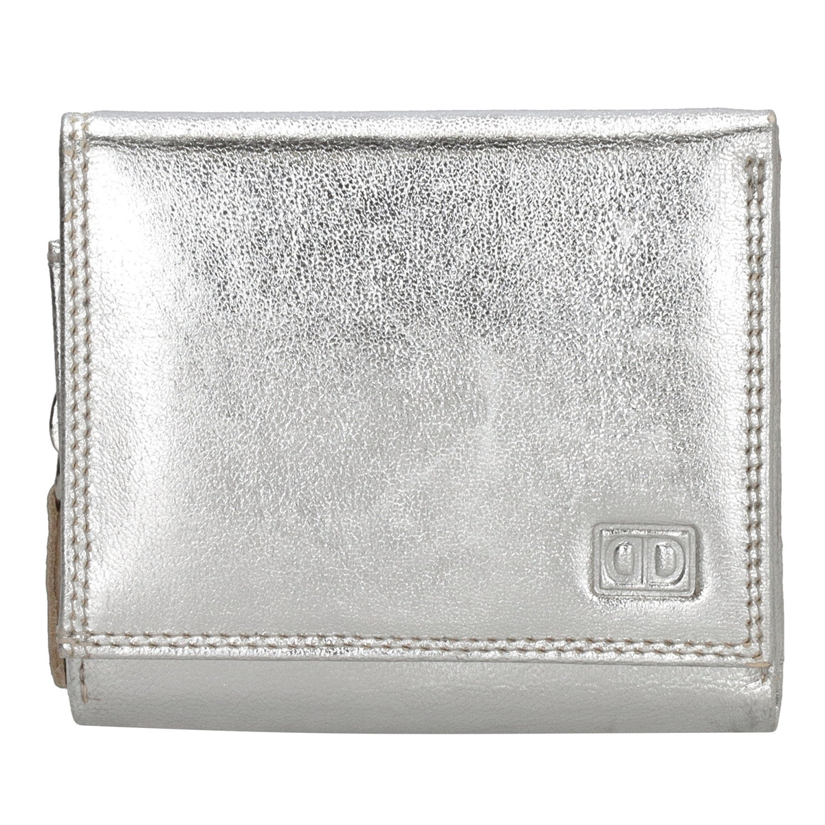Lederbörse 10x9cm mit Überschlag in Silber und RFID-Schutz - leder-accessoires.com