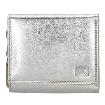 Lederbörse 10x9cm mit Überschlag in Silber und RFID-Schutz - leder-accessoires.com