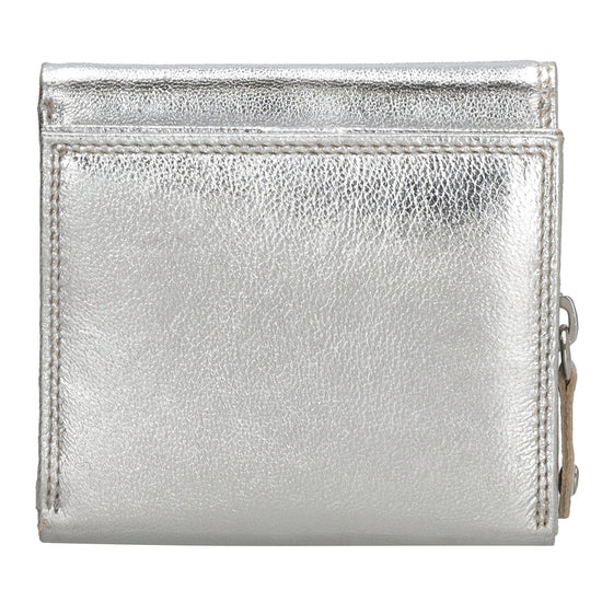 Lederbörse 10x9cm mit Überschlag in Silber und RFID-Schutz - leder-accessoires.com