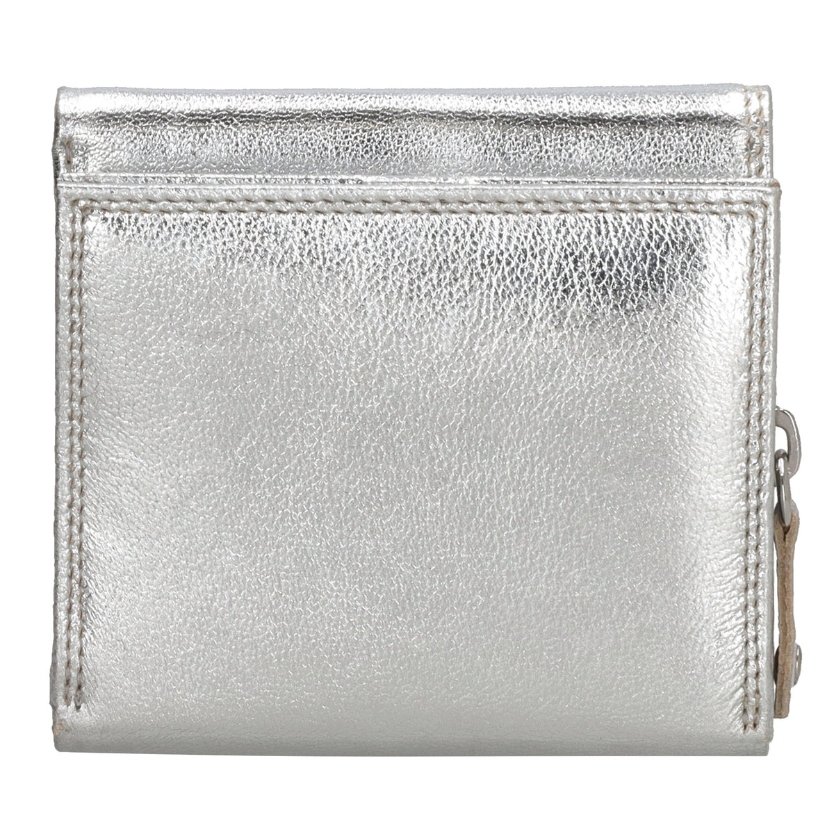 Lederbörse 10x9cm mit Überschlag in Silber und RFID-Schutz - leder-accessoires.com