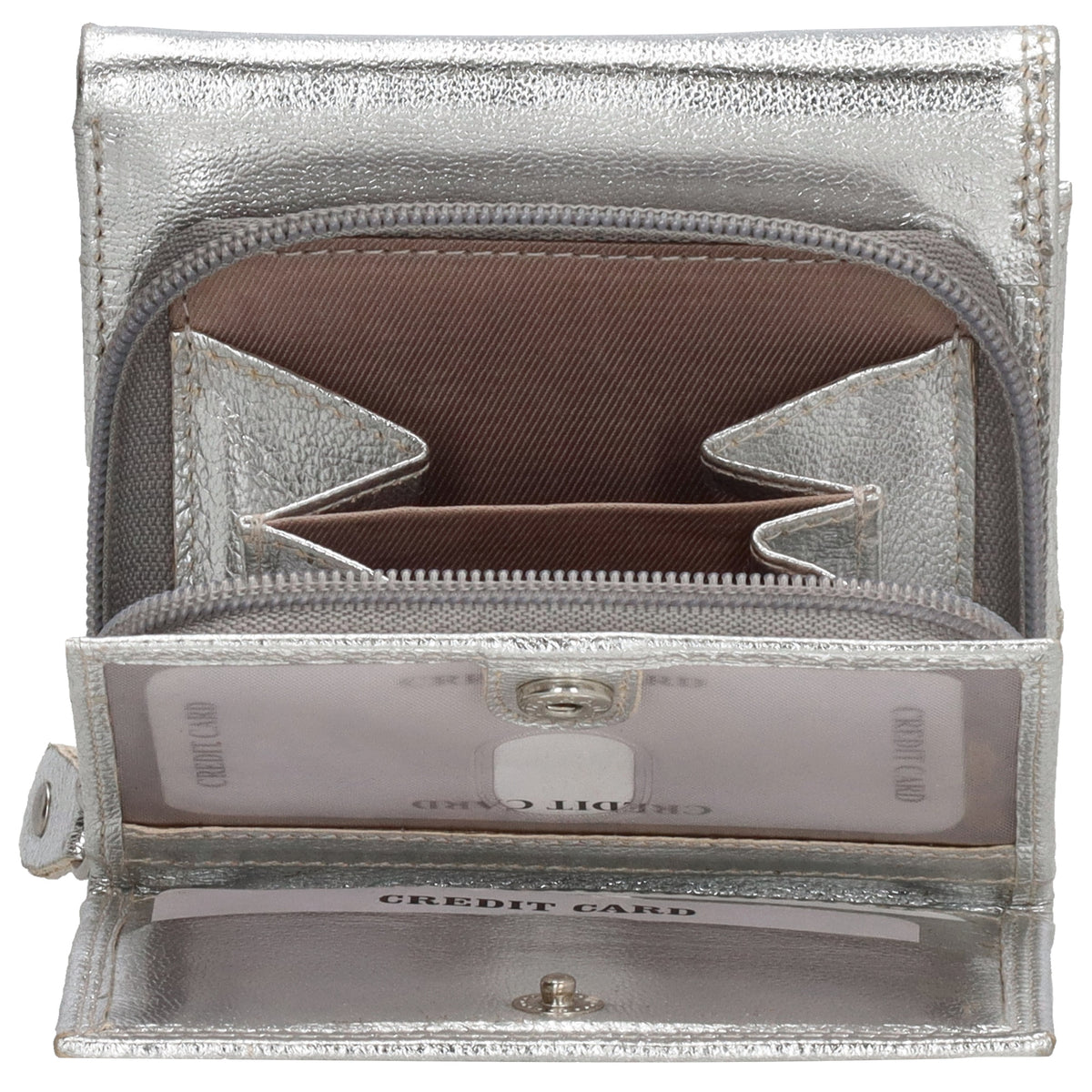 Lederbörse 10x9cm mit Überschlag in Silber und RFID-Schutz - leder-accessoires.com