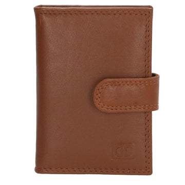 Kartenetui| Safty Wallet 8x10cm in Braun mit Druckknopf - leder-accessoires.com