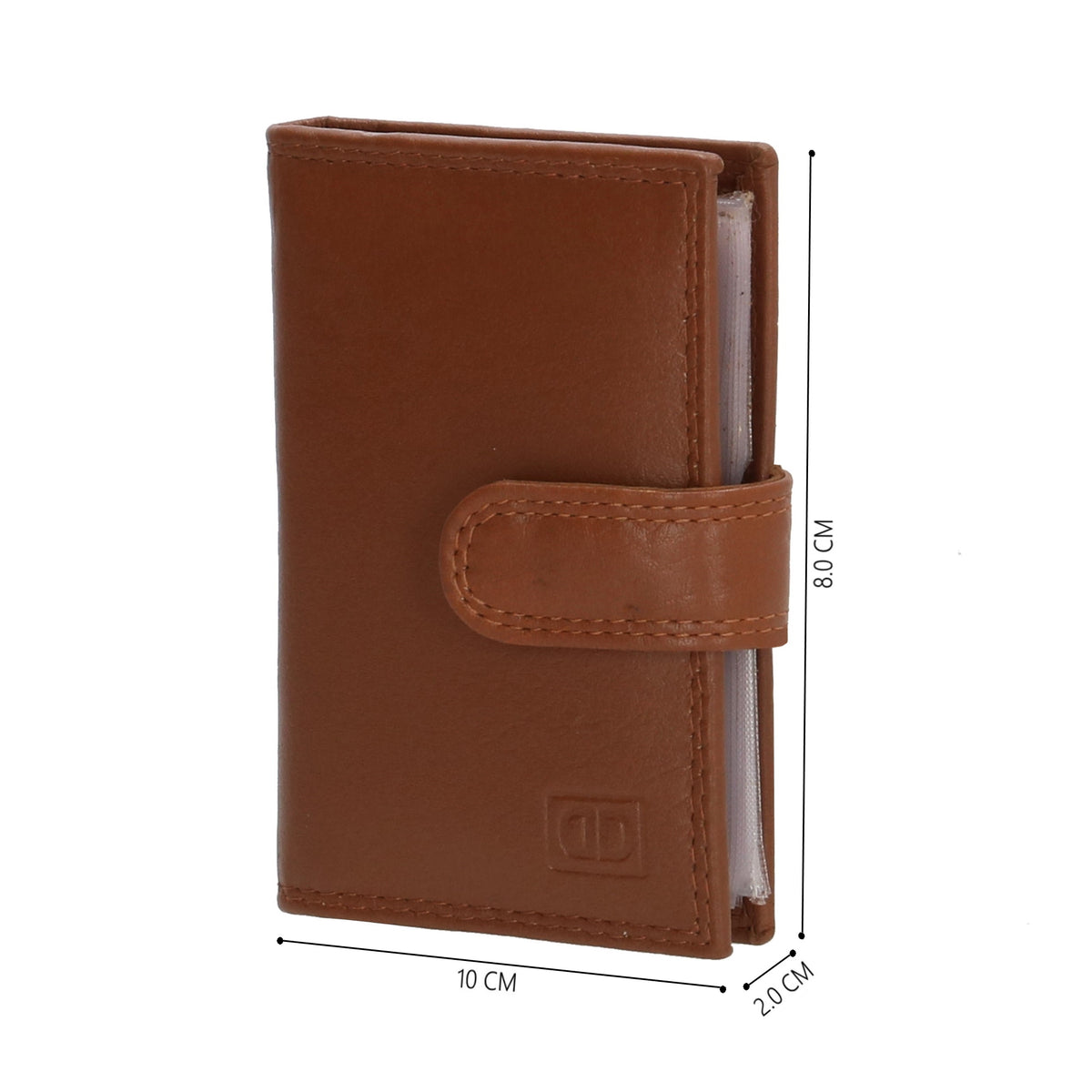 Kartenetui| Safty Wallet 8x10cm in Braun mit Druckknopf - leder-accessoires.com