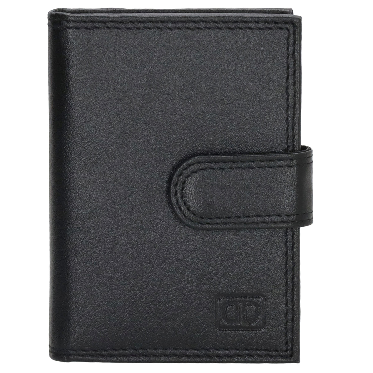 Kartenetui| Safty Wallet 8x10cm in Schwarz mit Druckknopf - leder-accessoires.com