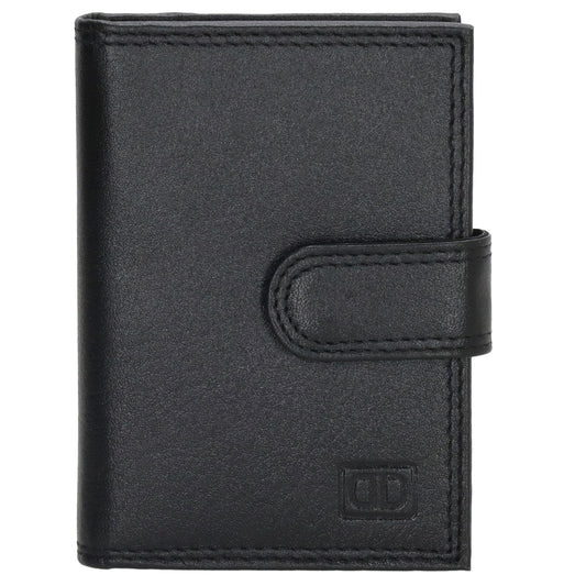 Kartenetui| Safty Wallet 8x10cm in Schwarz mit Druckknopf - leder-accessoires.com