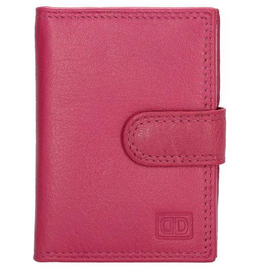 Kartenetui| Safty Wallet 8x10cm in Pink|Fuchsia mit Druckknopf - leder-accessoires.com