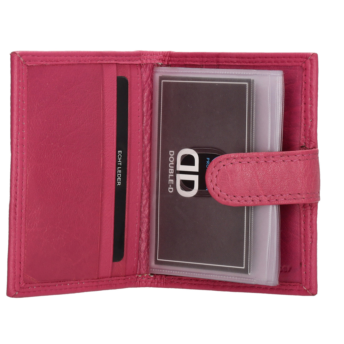 Kartenetui| Safty Wallet 8x10cm in Pink|Fuchsia mit Druckknopf - leder-accessoires.com