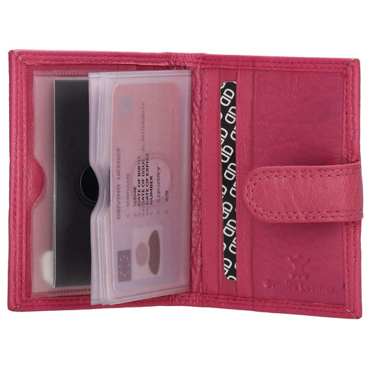 Kartenetui| Safty Wallet 8x10cm in Pink|Fuchsia mit Druckknopf - leder-accessoires.com