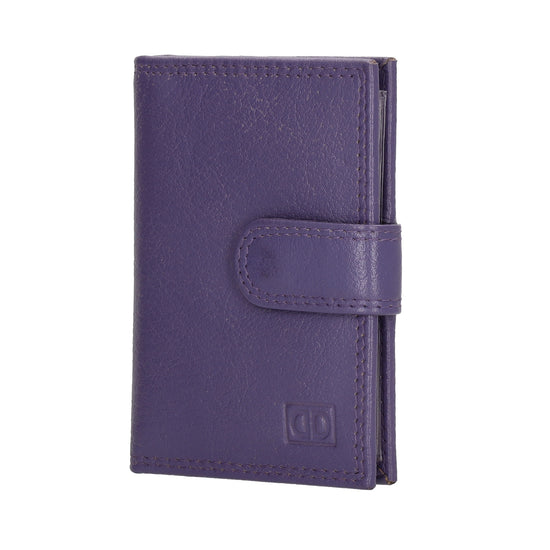 Kartenetui| Safty Wallet 8x10cm in Lila mit Druckknopf - leder-accessoires.com