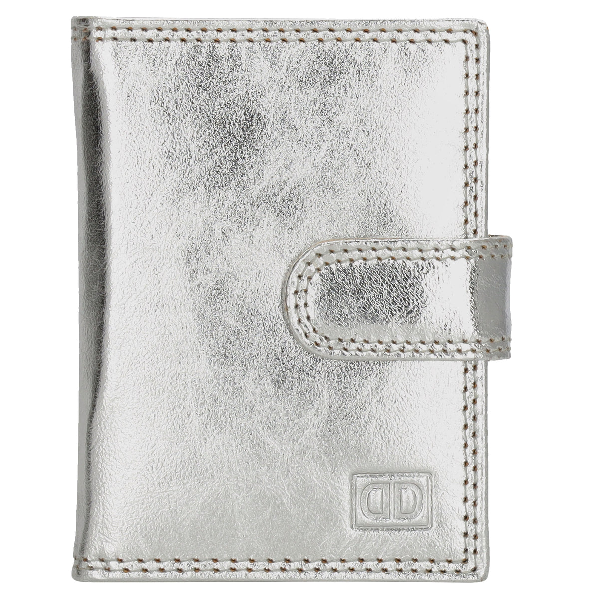 Kartenetui| Safty Wallet 8x10cm in Silber mit Druckknopf - leder-accessoires.com