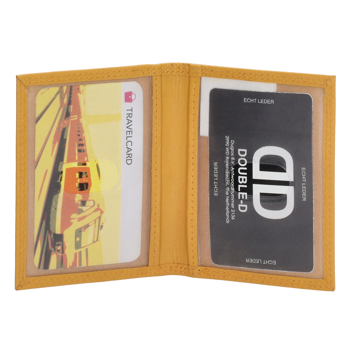 Kartenetui 8x10cm aus Leder in Gelb - leder-accessoires.com