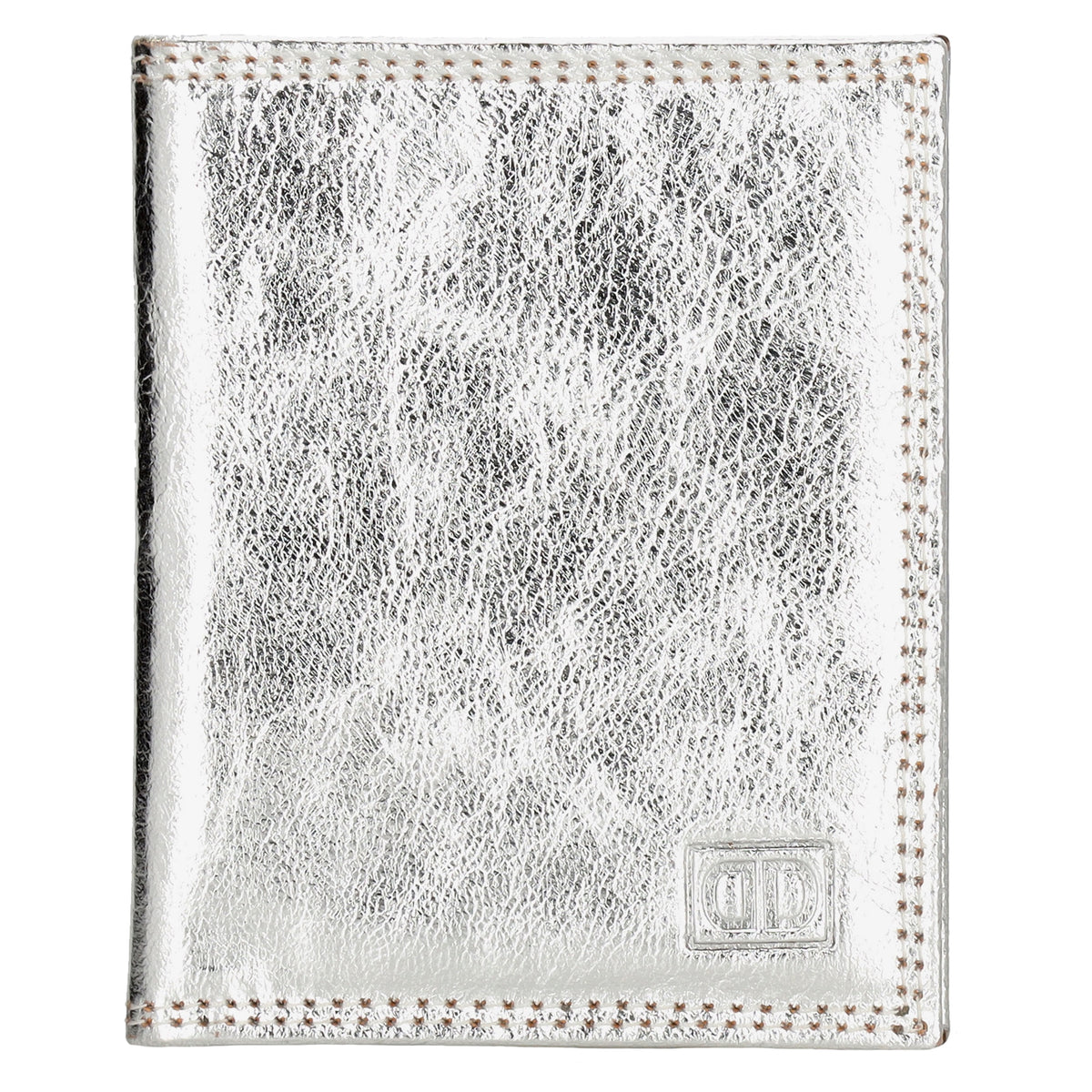 Kartenetui 8x10cm aus Leder in Silber-Metallic - leder-accessoires.com