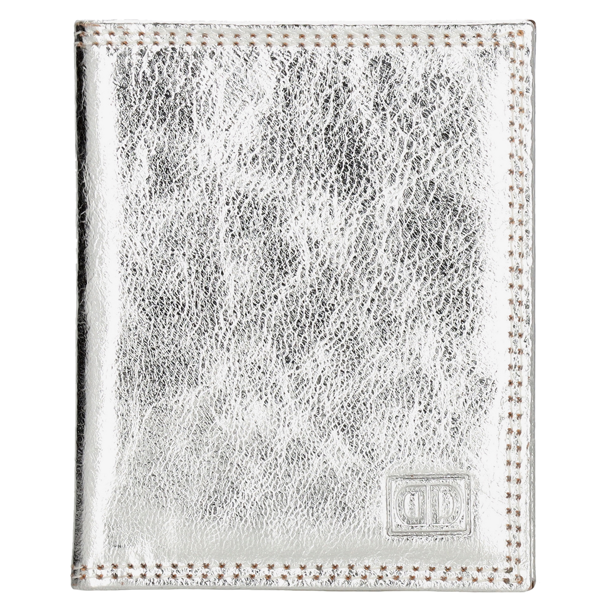 Kartenetui 8x10cm aus Leder in Silber-Metallic - leder-accessoires.com