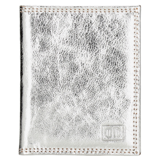 Kartenetui 8x10cm aus Leder in Silber-Metallic - leder-accessoires.com