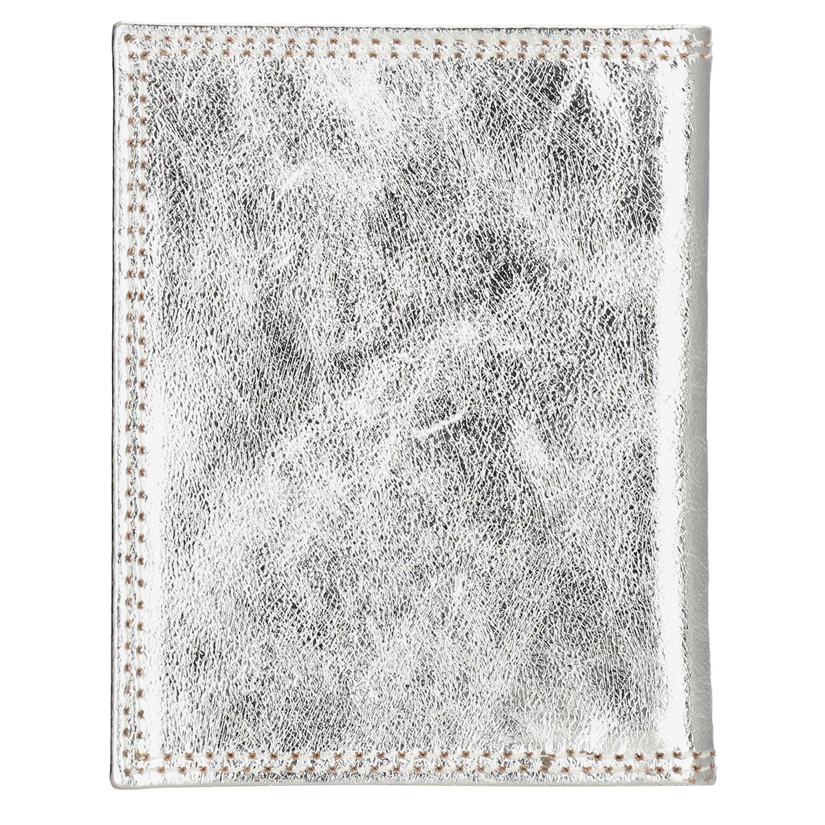 Kartenetui 8x10cm aus Leder in Silber-Metallic - leder-accessoires.com