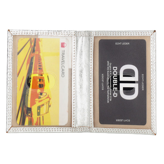Kartenetui 8x10cm aus Leder in Silber-Metallic - leder-accessoires.com