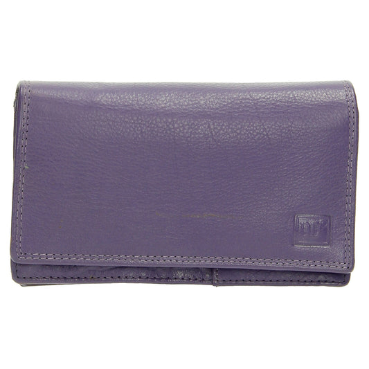Lederbörse 16x9cm im Querformat in Lila mit RFID - leder-accessoires.com