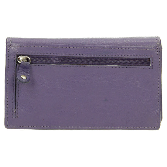 Lederbörse 16x9cm im Querformat in Lila mit RFID - leder-accessoires.com