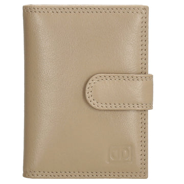 Kartenetui| Safty Wallet 8x10cm in Helltaupe mit Druckknopf - leder-accessoires.com