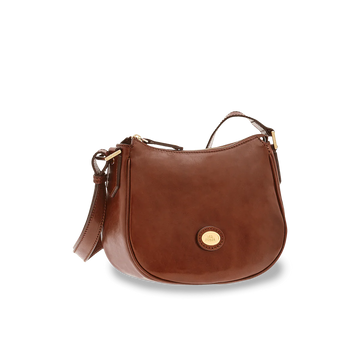 Umhängetasche|Crossover The Bridge 20 x 23cm in Cognac mit Reißverschluss - leder-accessoires.com