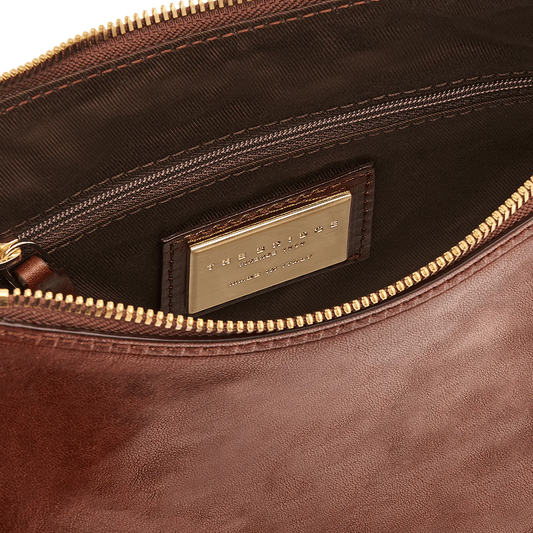 Umhängetasche|Crossover The Bridge 20 x 23cm in Cognac mit Reißverschluss - leder-accessoires.com
