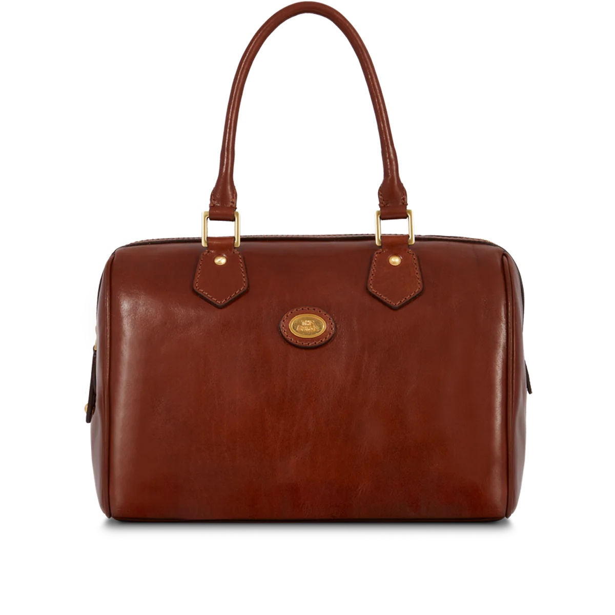 Bowlingbag von The Bridge 30 x 21cm in Cognac mit Reißverschluss - leder-accessoires.com