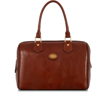 Bowlingbag von The Bridge 30 x 21cm in Cognac mit Reißverschluss - leder-accessoires.com