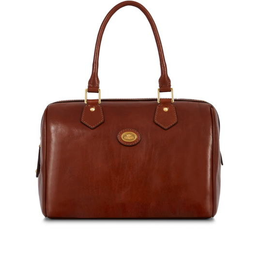 Bowlingbag von The Bridge 30 x 21cm in Cognac mit Reißverschluss - leder-accessoires.com