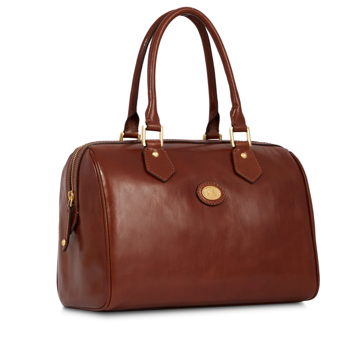 Bowlingbag von The Bridge 30 x 21cm in Cognac mit Reißverschluss - leder-accessoires.com