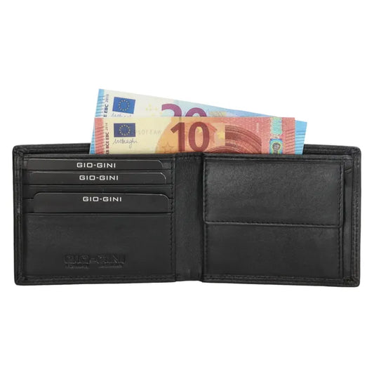 Herren Geldbörse 11 x 9cm Leder Schwarz – Kompaktes Querformat mit Münzfach