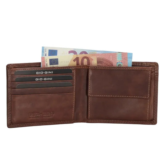 Herren Lederportemonnaie 11 x 9cm Braun – Weiches Echtleder mit Münzfach